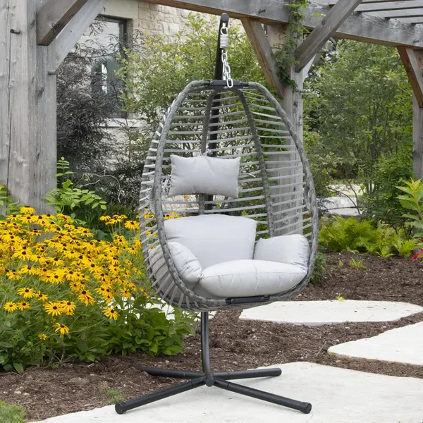 Hanging Egg Chair Nest with Stand & Cushions – 250lb Capacity