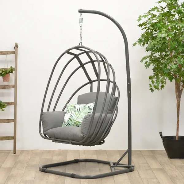 Egg Chair with Stand – Weatherproof Folding Swing Seat with Cushions