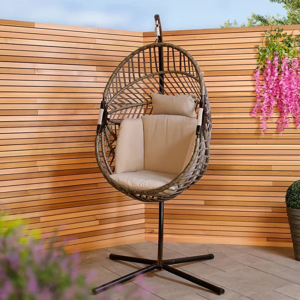 Freestanding Hanging Egg Chair with Adjustable Headrest
