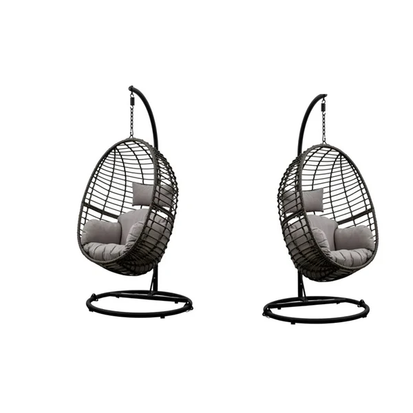 Rattan Egg Hanging Chair with Showerproof Cushions