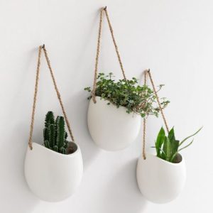 Kazai. Wall Planters -Ellie- | Hanging Ceramic Plant Pots, 3 Pieces, for Succulents and more | Wall Decoration for Indoors, Balcony and Garden | White (matte)
