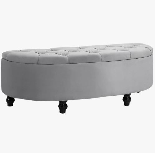 Attalla 120cm Wide Tufted Round Solid Colour Standard Ottoman with Storage - Image 8