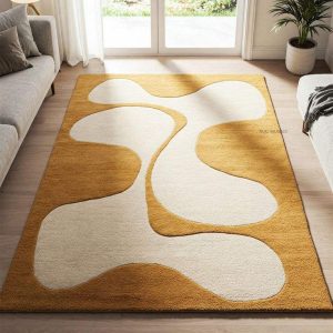 Handmade Soft Pure Wool Carpet Unique Floral Designs Cut Pile Non-Slip Super Tufted for Living Room Hall Floor Area Rugs Sets