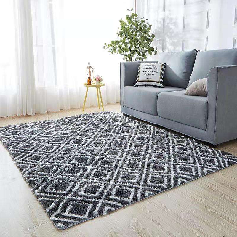 Grid Ultra Soft Large Plush Shaggy Faux Fur Carpet Rugs Non-Skid Bedroom Living Room Rug for Kids Playroom Home Decor - Image 2