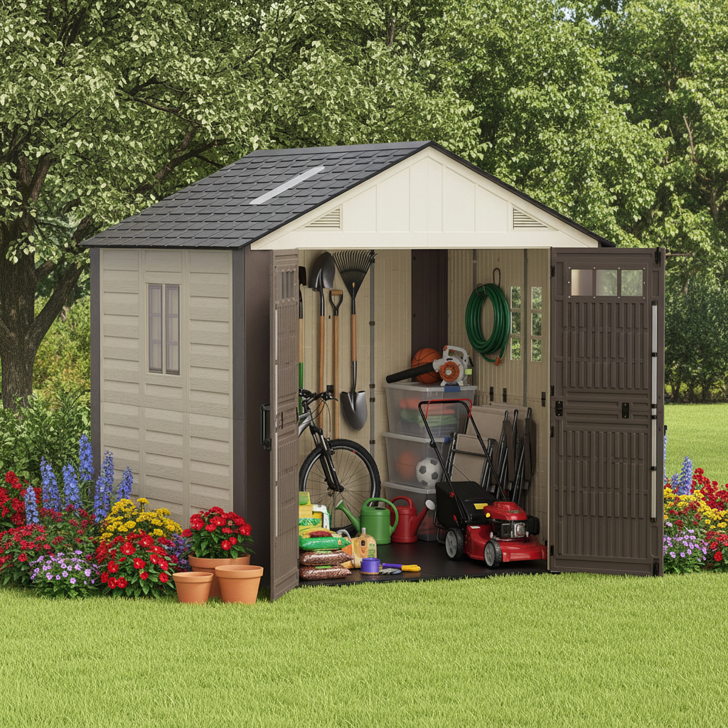 Elegant Outdoor Prefabricated Metal Storage Garden Sheds Eco-Friendly and Rot-Proof with Double Sliding Doors Easy Assembly - Image 4