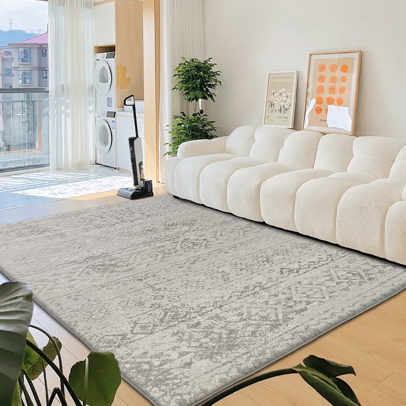 Thick Vintage Printed Area Rug Grey and Beige Modern Memory Foam Rugs for Living Room - Image 3