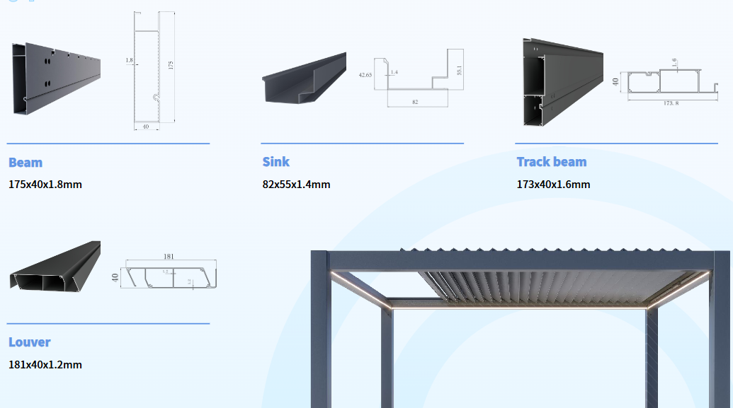 Modern Aluminum Pergola Outdoor Patio Gazebo Waterproof Motorized Roof Adjustable Louver Garden Shade Windproof Structure - Image 6