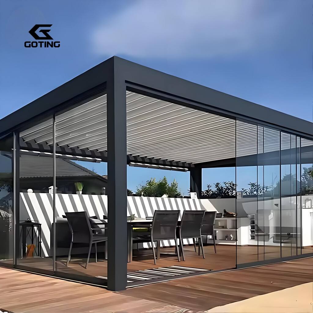 Pergola Adjustable Louvered Roof Waterproof Garden Motorized Pavilion & Gazebo Rotated Aluminum Luxury Customized Outdoor