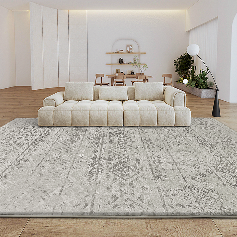 Thick Vintage Printed Area Rug Grey and Beige Modern Memory Foam Rugs for Living Room - Image 2