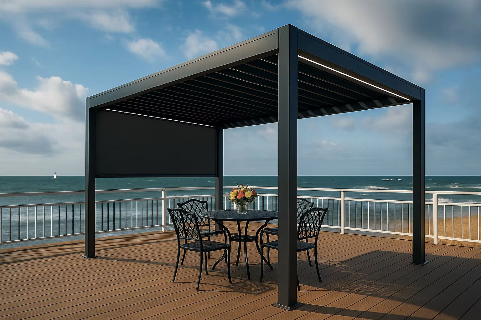 Modern Aluminum Pergola Outdoor Patio Gazebo Waterproof Motorized Roof Adjustable Louver Garden Shade Windproof Structure - Image 4